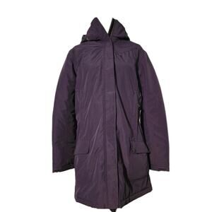 Lands' End Squall Breathable Waterproof Zip Parka Purple Hooded SZ L-Tall/14-16